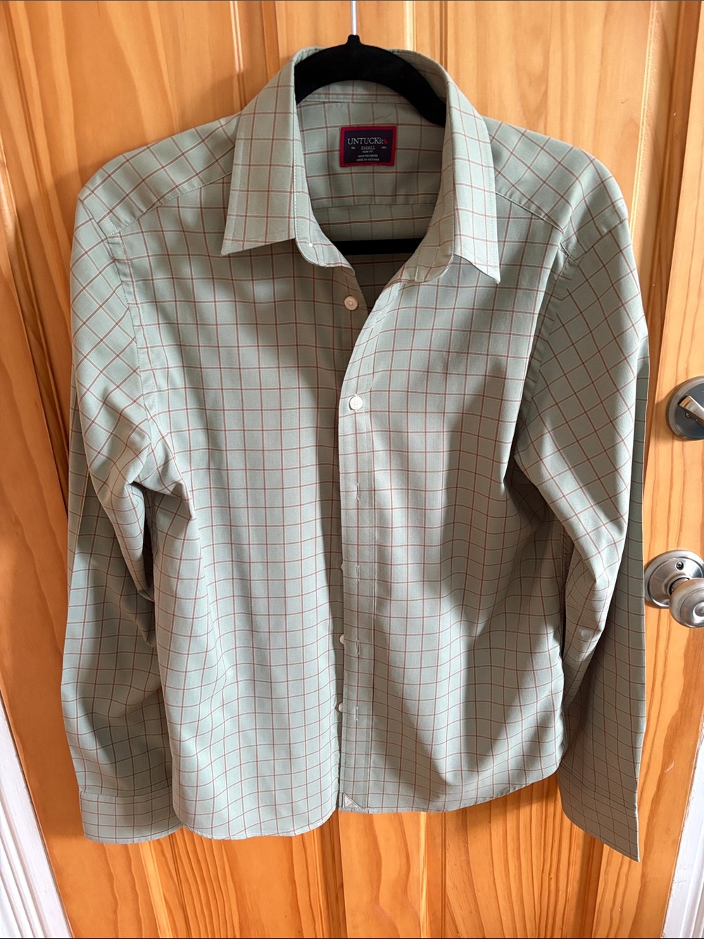 UNTUCKit Men's Light Green Check Dress Shirt